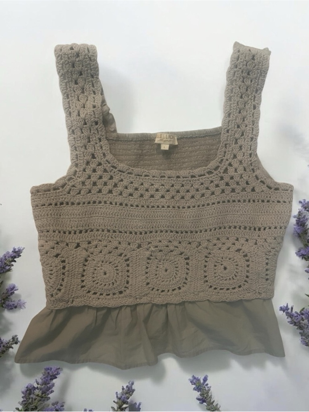 Rebellion Again wheat color crochet sleeveless top size large